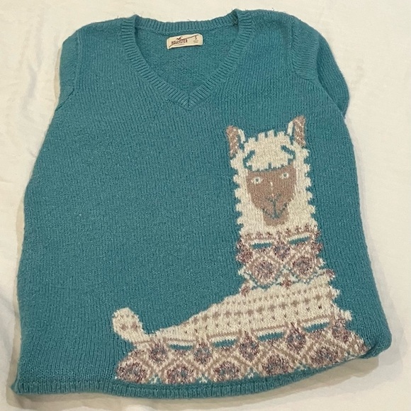 Women’s size small Hollister Alpaca / llama/ Design Teal Sweater - Picture 5 of 15